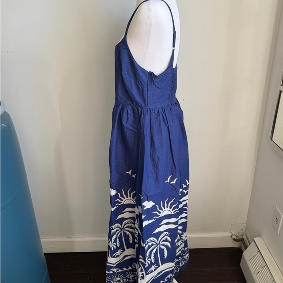 Blue and White Sleeveless Maxi Dress 100 % cotton - Picture 5 of 5